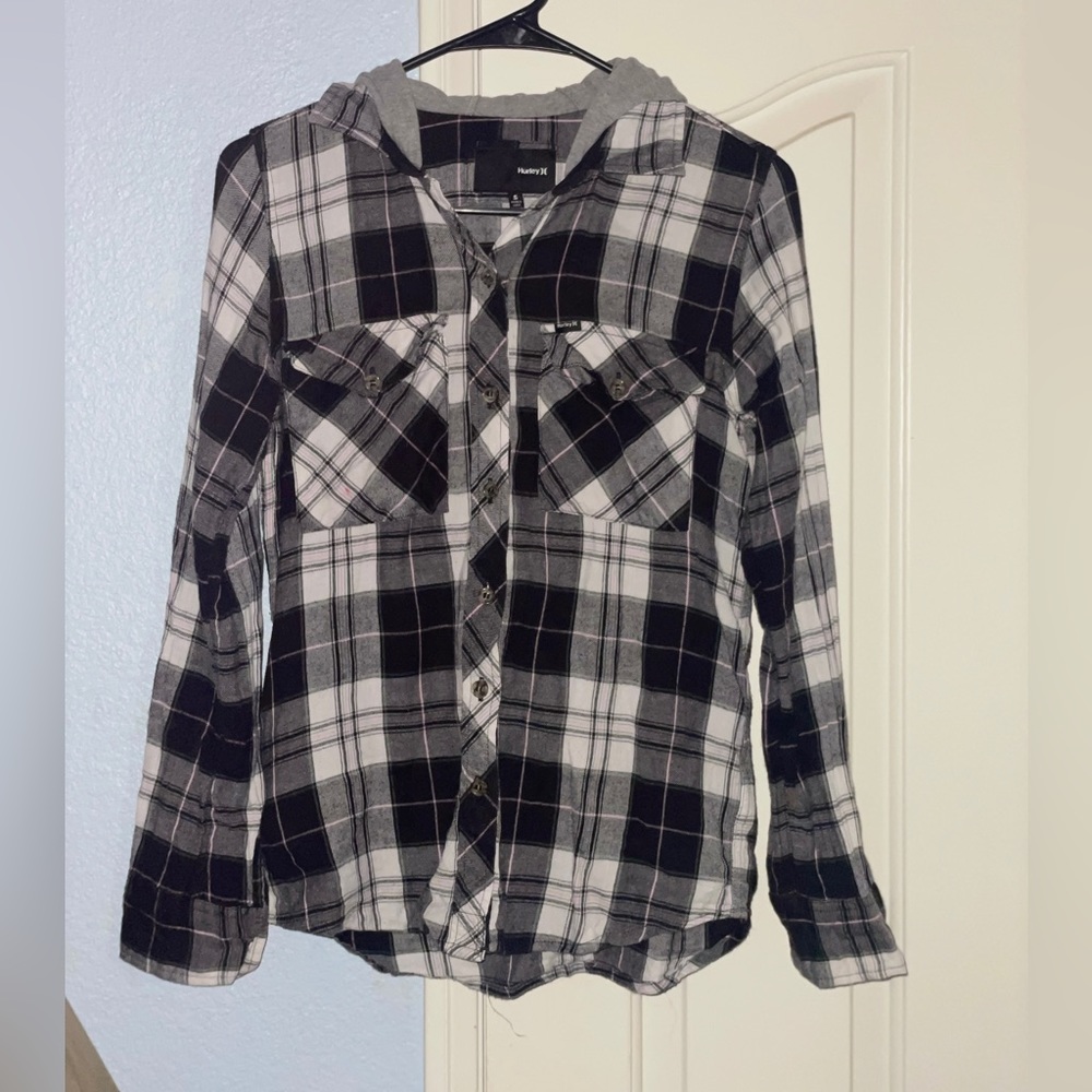 EUC Hurley Hooded Lightweight Flannel Small